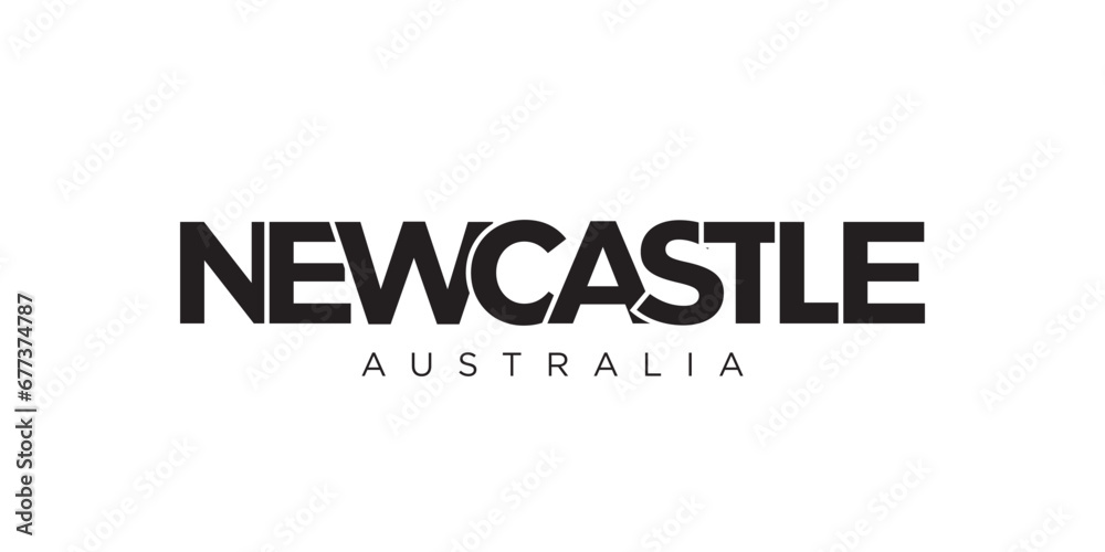 Newcastle in the Australia emblem. The design features a geometric style, vector illustration with bold typography in a modern font. The graphic slogan lettering. Newcastle in the Australia emblem. The design features a geometric style, vector illustration with bold typography in a modern font. The graphic slogan lettering.