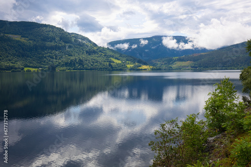 Landscape at lake Granvinsvatnet in Norway.