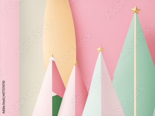 Pastel Christmas Greetings A minimalist, paper-inspired holiday card adorned with soft tones, spreading warmth and joy in a subtle design, generated by AI