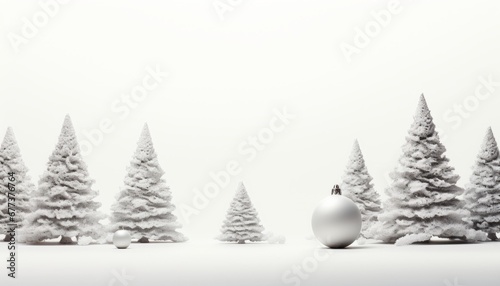 Fototapeta Festive christmas balls and sparkling decorations on a pristine white background 3d rendering
