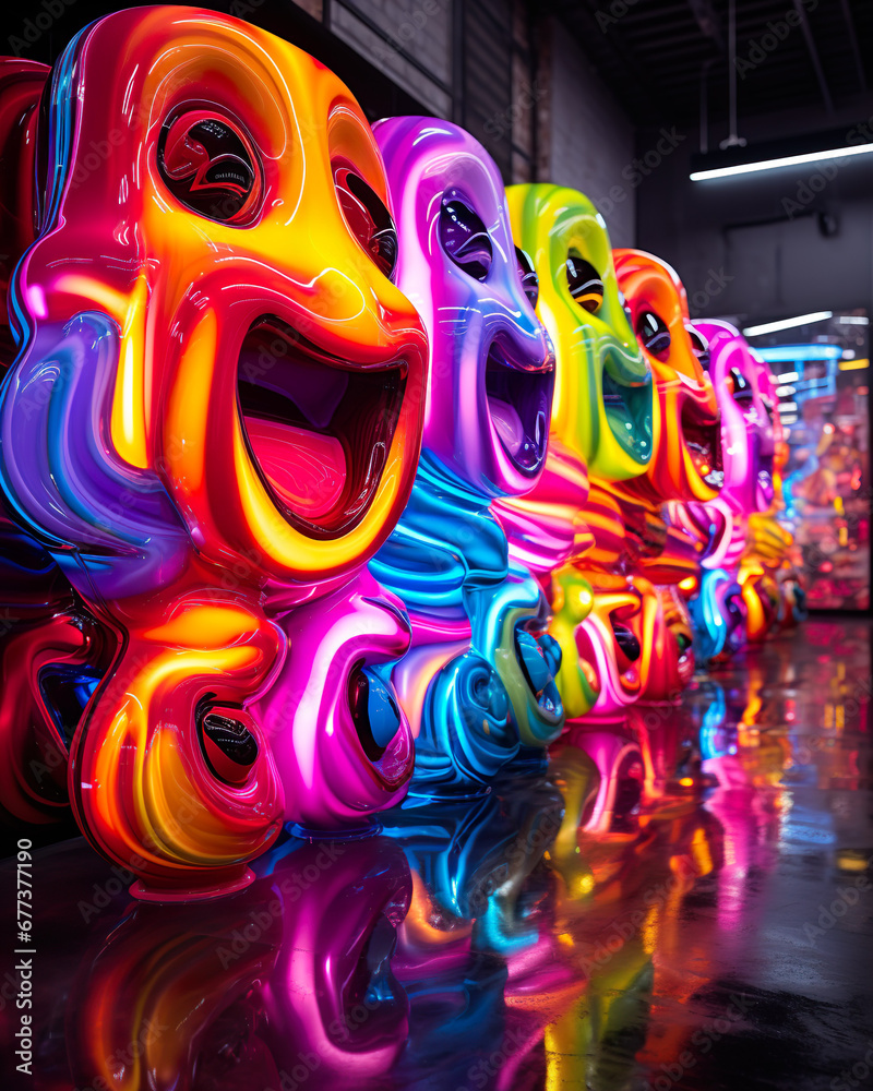 Neon-Expressionismus - Expressionistische Szene mit lebendigen Farben und neonartigen Lichteffekten. Emotionale Ausdruckskraft des Expressionismus vereint sich mit modernen Leuchtelementen.