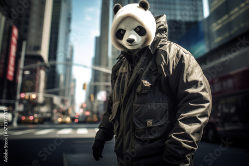 Panda man in New York city