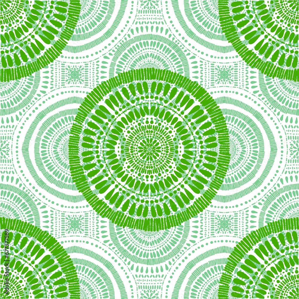 Abstract circle seamless mandala pattern for fabrics and linens and wrapping paper and fashion textiles