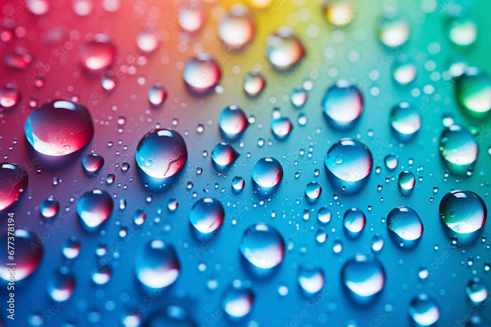Drops of water on  a colourful pastel abstract background