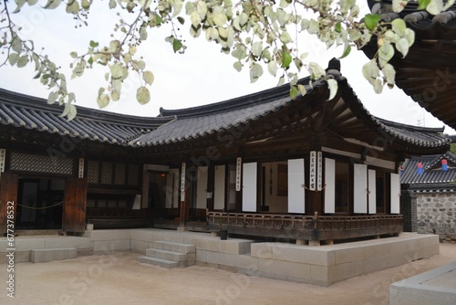 Traditional house at Namsangol Hanok Village in Seoul, South Korea photo