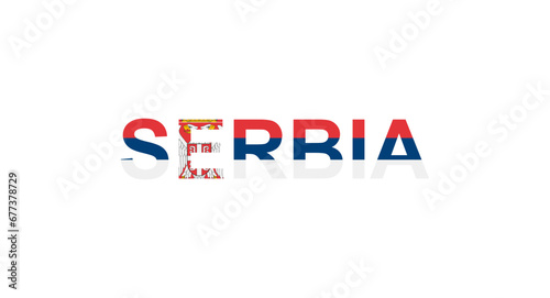 Letters Serbia in the style of the country flag. Serbia word in national flag style.