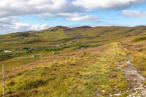 Houses, Vegetation and mountains in Achill Island