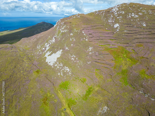 Aerial view of Granuaile Loop Walk Trail cover by rocks, flowers and vegetation photo