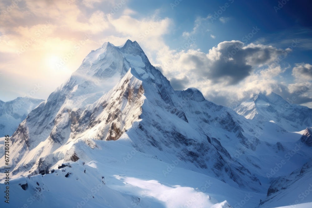 Obraz premium Capturing the Breathtaking Winter Wonderland on Mountain Peaks