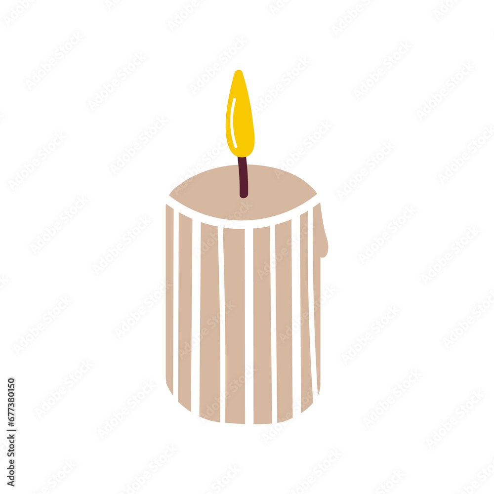 burning candle on a white background