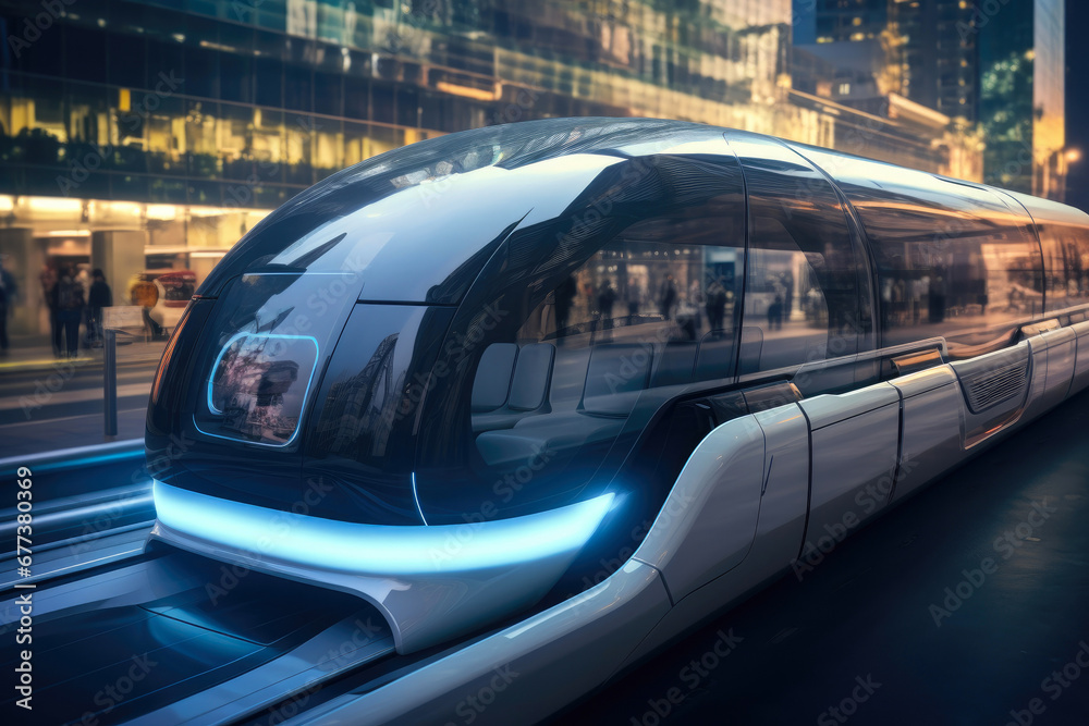 Futuristic Speed: Hyperloop Capsule in the Metropolis