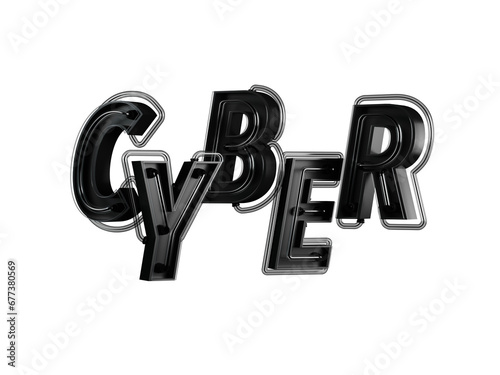 Cyber - 3D Font - Full Black Finish (ID: 677380569)