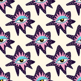 seamless pattern with Ethnical magical mystical eyes.