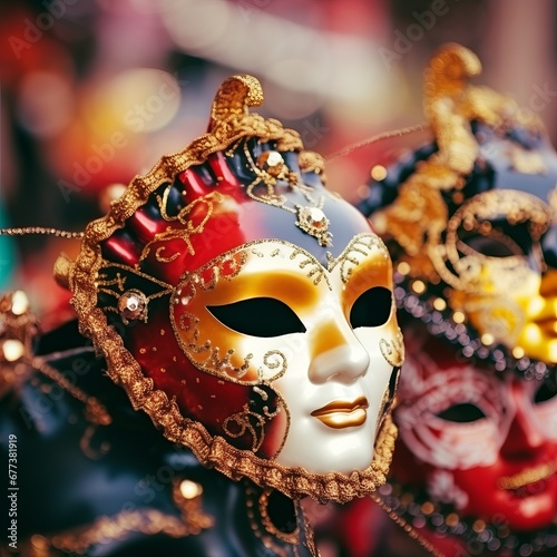 Colorful masks with bright background