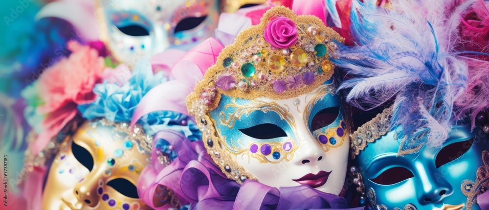 Colorful masks with bright background