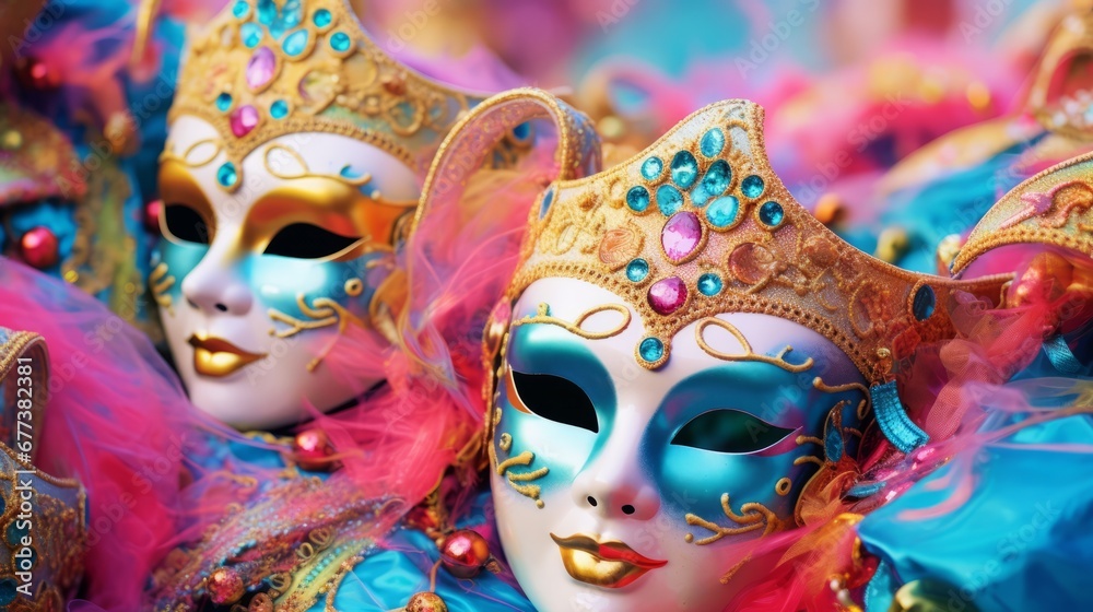 Colorful masks with bright background