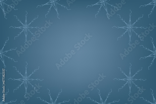 Abstract rounded frame boarder of patterned snowflakes with luminous copy space. Winter billboard
