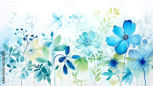 WATERCOLOR ABSTRACT BACKGROUND WITH FLOWERS. legal AI © PETR BABKIN
