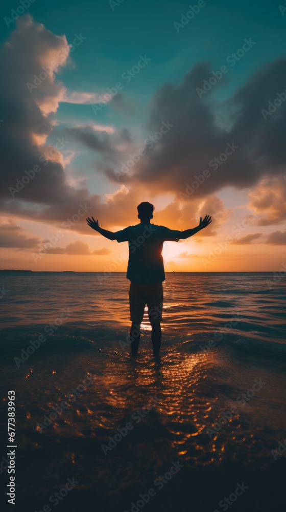 Fototapeta premium Dawning Optimism: Bright Sunrise Inspires Hopeful Vision
