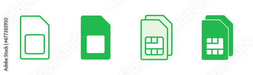 Sim card icon set. dual sim card icon vector photo