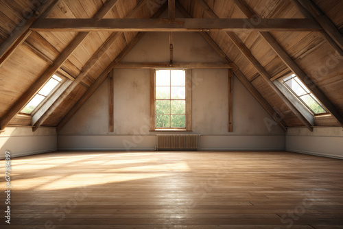 Antique Atmosphere: Smart Sharpened Empty Room with Exquisite Roof Detail