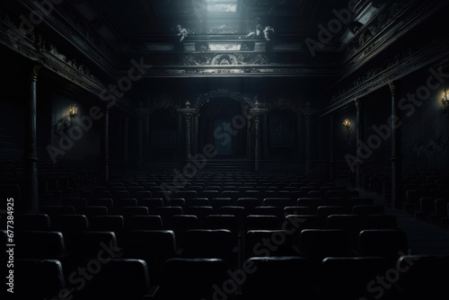 Dimly Lit Auditorium Interior
