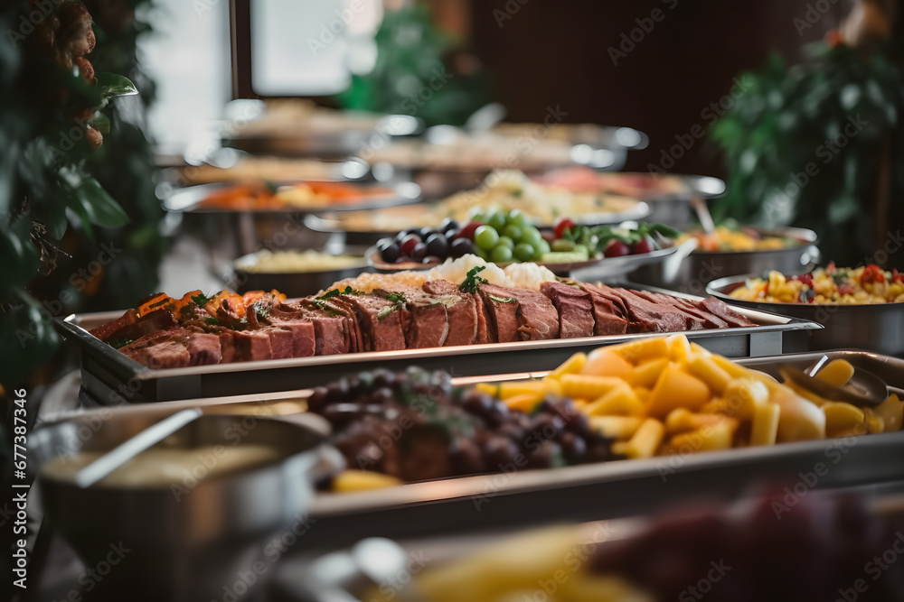 catering food wedding on the table for buffet day concept or other project
