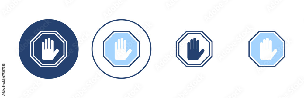 Stop icon vector. stop road sign. hand stop sign and symbol. Do not enter stop red sign with hand Stop icon vector. stop road sign. hand stop sign and symbol. Do not enter stop red sign with hand