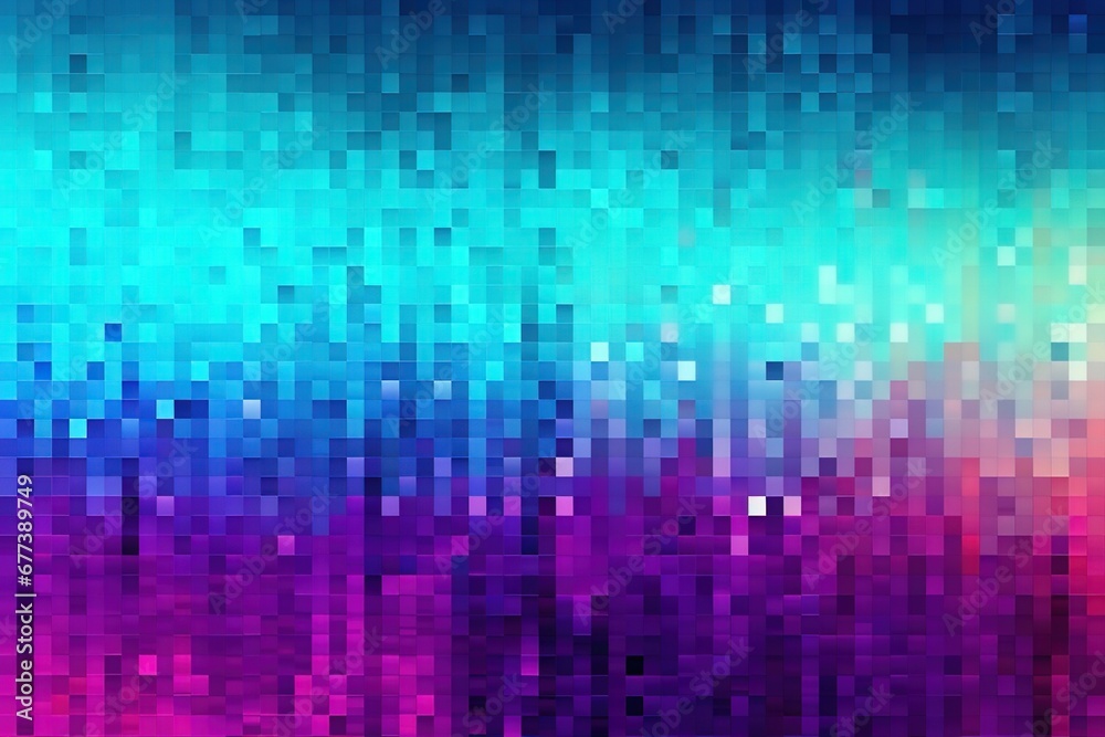 Digital pixel gradient from magenta to turquoise with glitch effect