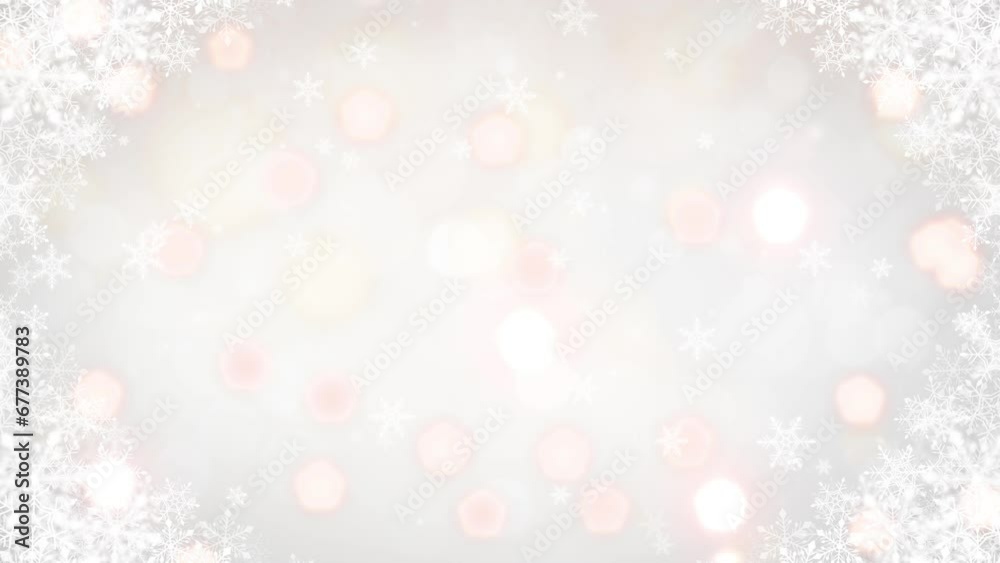 Crystals of falling snow. snowflake frame. white light christmas background. loop video.(062) Crystals of falling snow. snowflake frame. white light christmas background. loop video.(062)