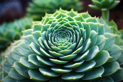Ethereal succulent spiral, Fibonacci sequence in nature photo