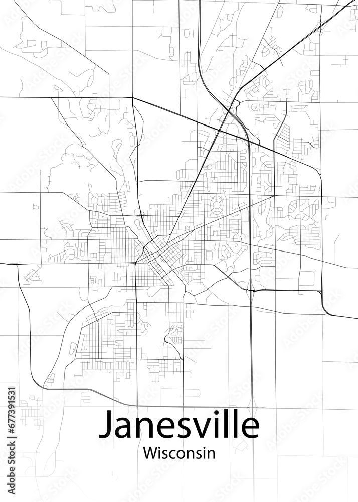 Janesville Wisconsin minimalist map