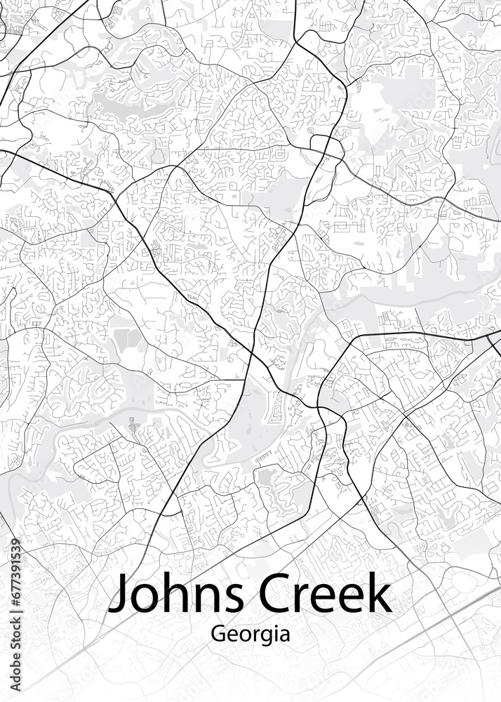 Johns Creek Georgia minimalist map