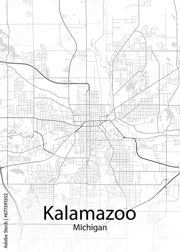 Kalamazoo Michigan minimalist map