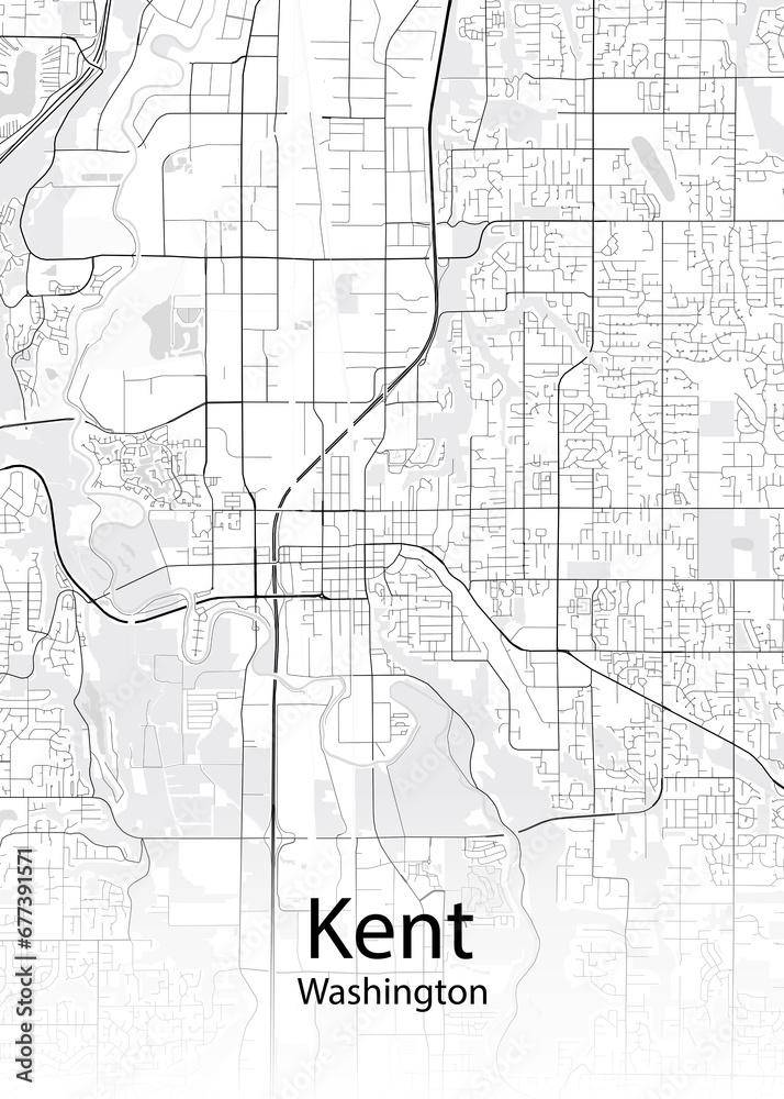 Kent Washington minimalist map