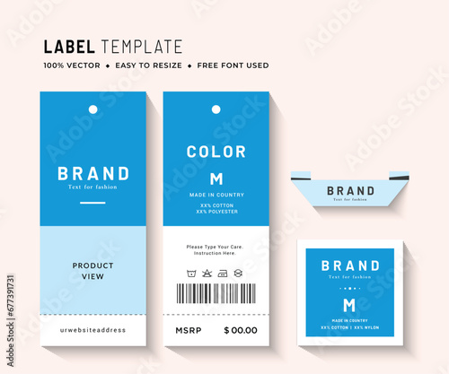 Hang Tag and price tag apparel care label garments packaging fashion design, clothing product paper print accessories template.