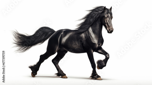 Beautiful black stallion with a magnificent mane