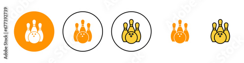 Bowling icon set for web and mobile app. bowling ball and pin sign and symbol.