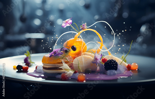 Fototapeta Naklejka Na Ścianę i Meble -  Culinary Innovation: Futuristic Scenes of Molecular Gastronomy - Scene 2