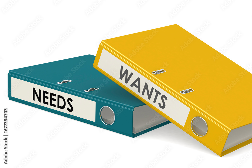 Needs and wants folders isolated Needs and wants folders isolated