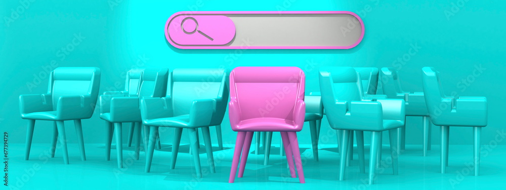 Obraz premium Searching for new job concept with purple chair
