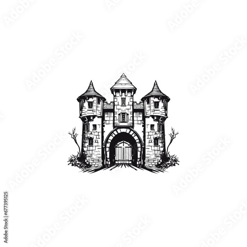 Obraz na płótnie A sketch of a medieval castle drawn in a sketch style.
w salonie