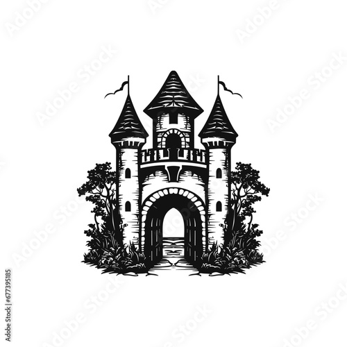 Obraz na płótnie A sketch of a medieval castle drawn in a sketch style.
w salonie
