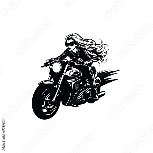 Sexy girl ride a motorbike illustration.t shirt illustration