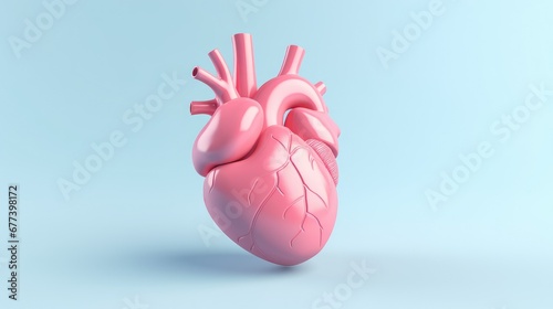 3D anatomical heart illustration set against a soft, light blue background, creating a captivating blend of science and artistic portrayal.