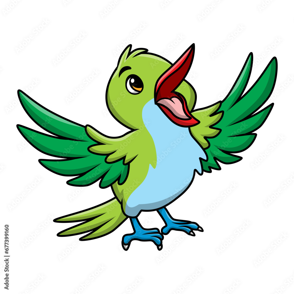 Fototapeta premium Cute hummingbird cartoon on white background