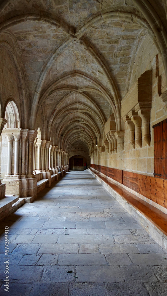arches of the cathedral Poblet in Spain