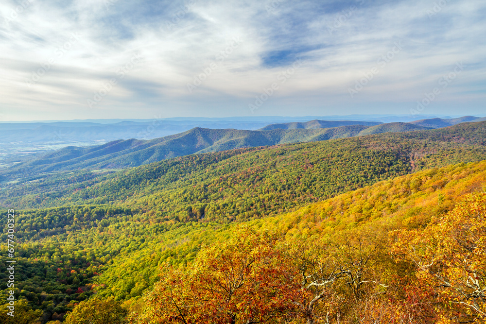Colorful fall mountains on the Blue ridge parkway