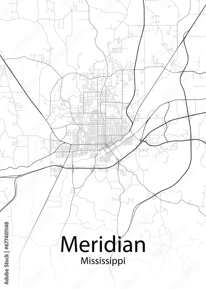 Meridian Mississippi minimalist map
