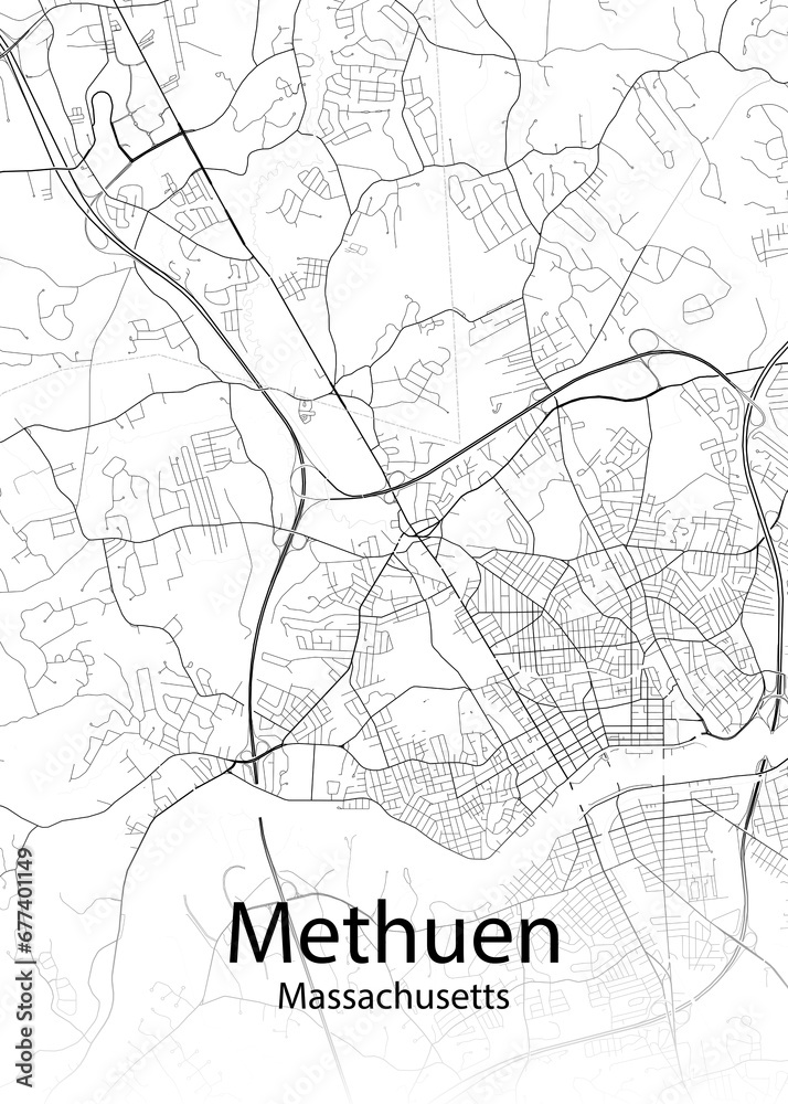 Methuen Massachusetts minimalist map